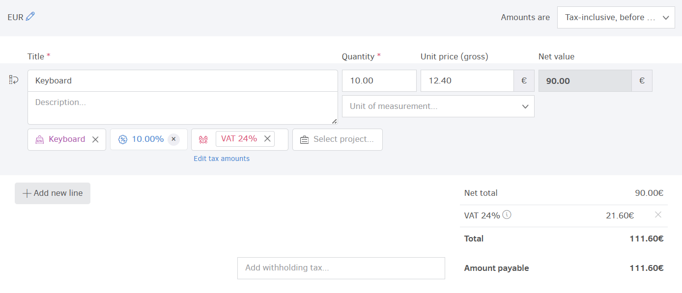 Amounts are tax inclusive before discounts with an active discount