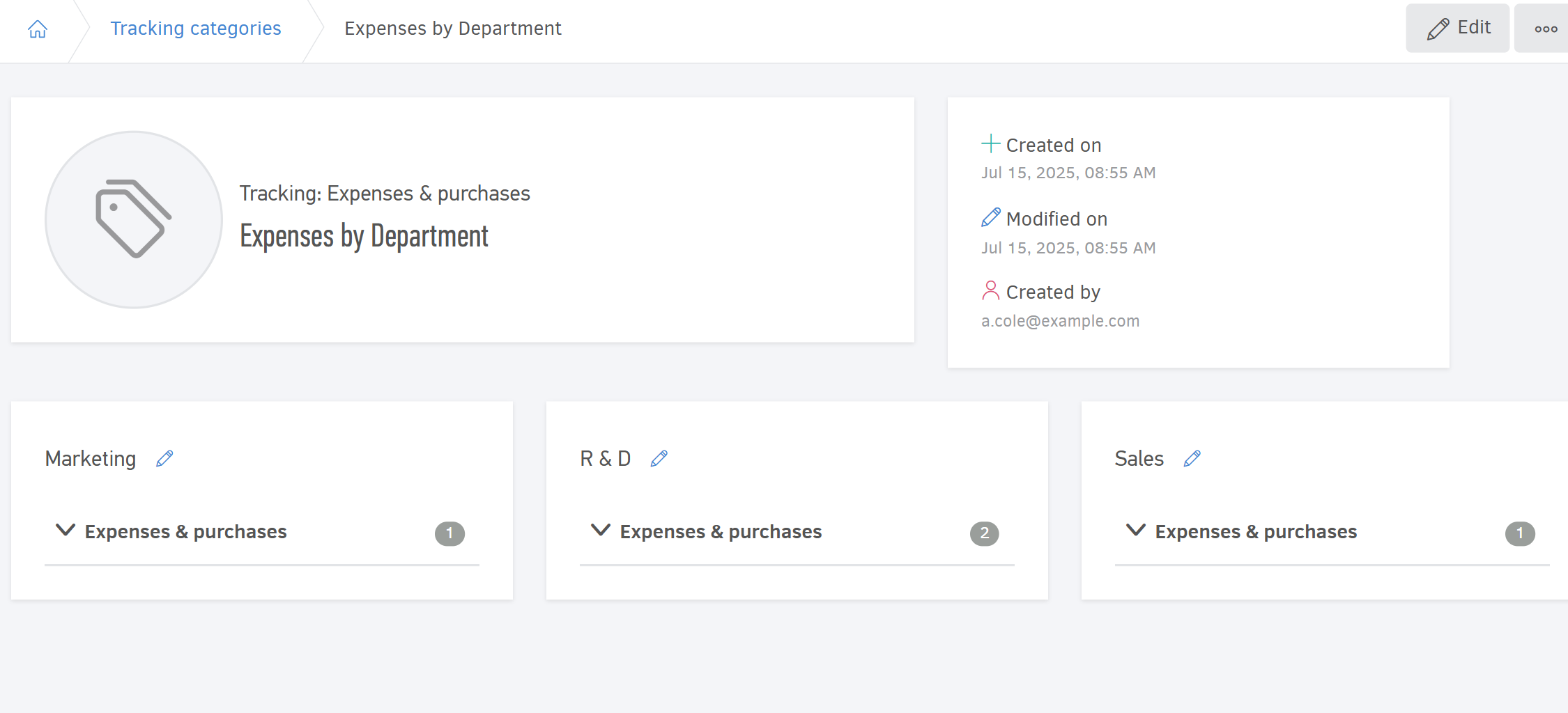 Tracking category options in its view page