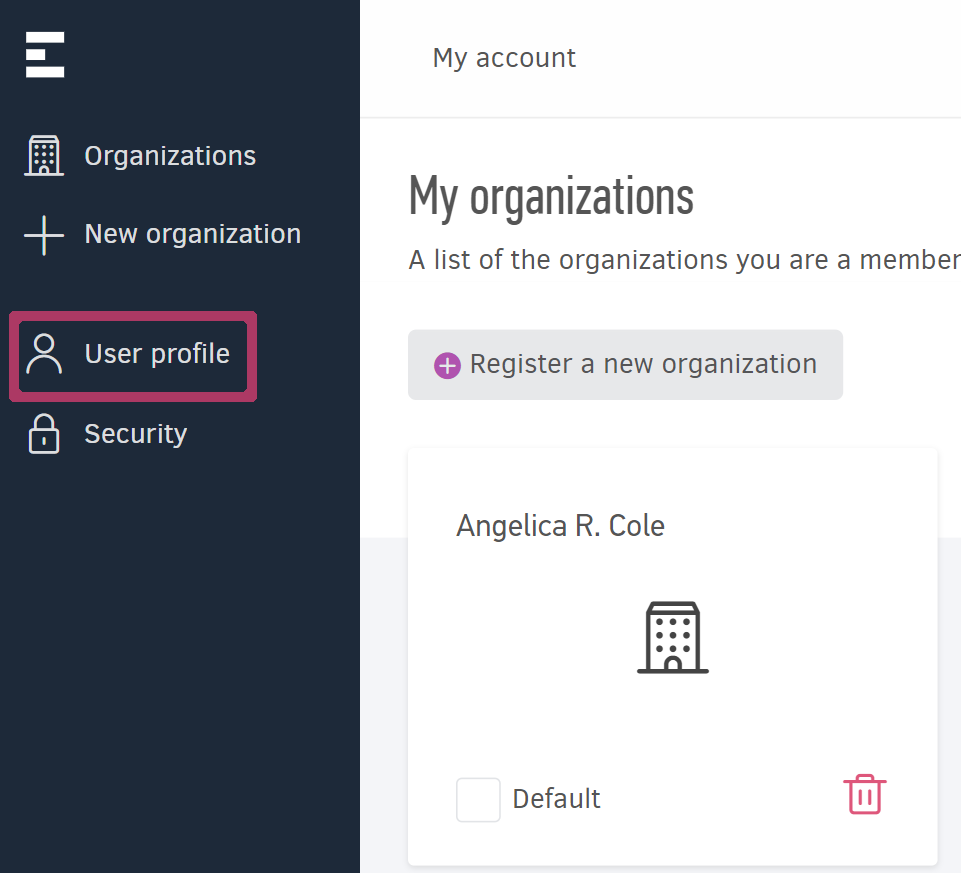 User profil via organization management