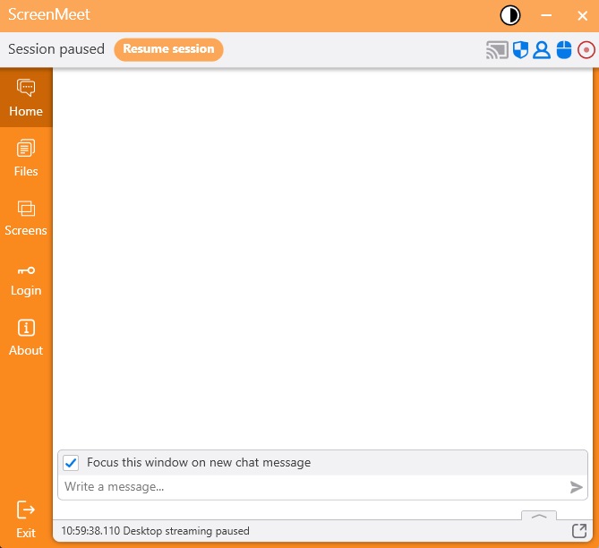 Pause Session New Remote Support Client for Windows