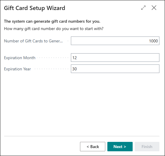 Set Up a Gift Card Program Using the Gift Card Setup Wizard