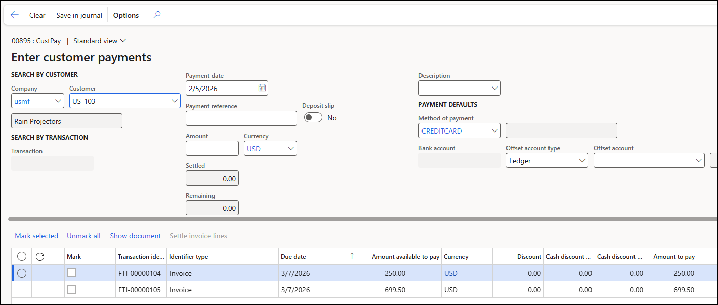 Take a Payment for One or More Posted Sales Invoices