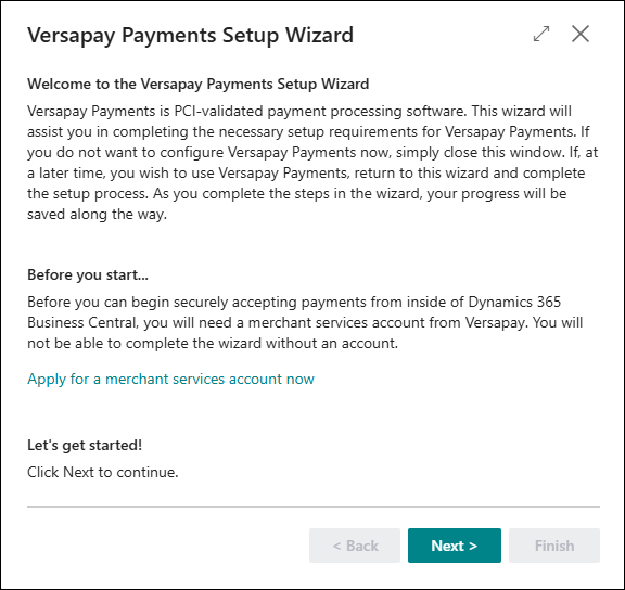 Versapay Payments Setup Wizard for VPYNETWORK Processing