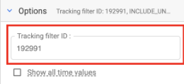 Tracking filter ID section displaying ID number in a user interface.