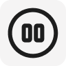 Icon representing a pause button, commonly used in media controls.