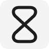 An hourglass symbol representing a scheduled task.