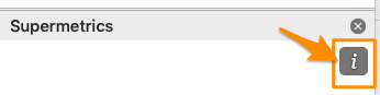 Supermetrics interface showing an information icon for user guidance.