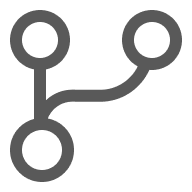 A simple diagram illustrating connections between three nodes, indicating data source connections in Supermetrics sidebar in Google Sheets.