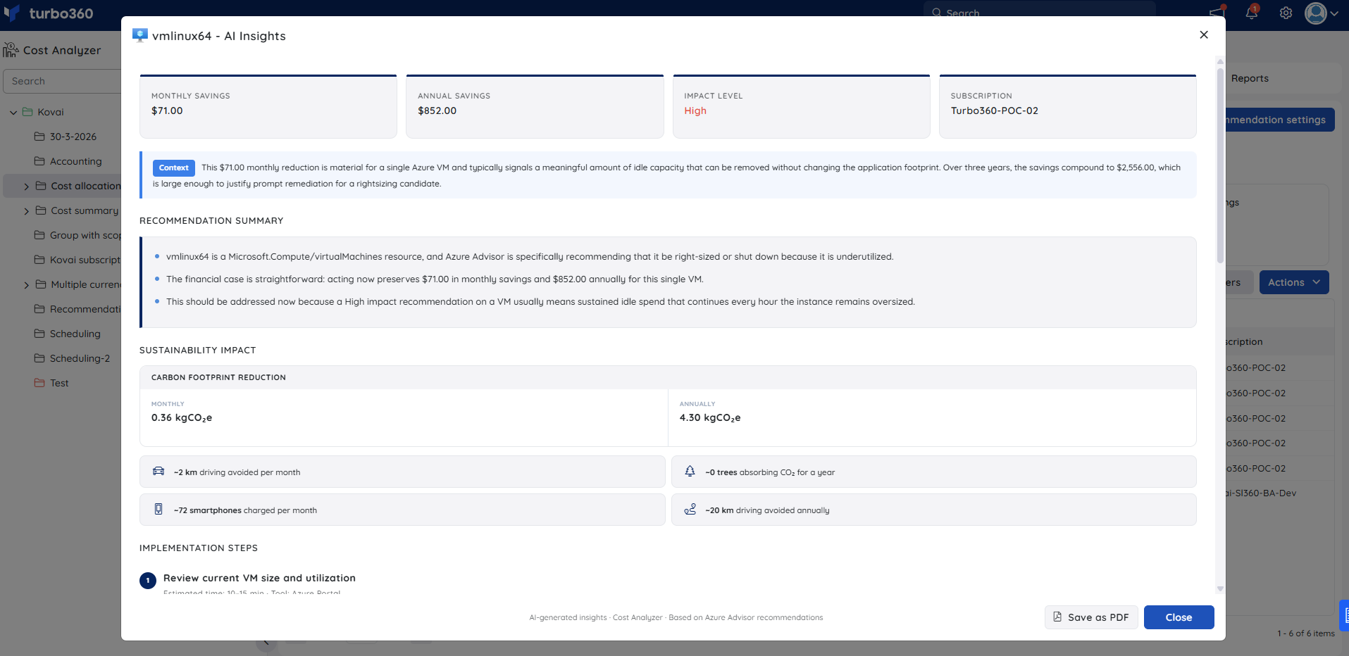 AI insights-basic recommendations Rightsizing.png