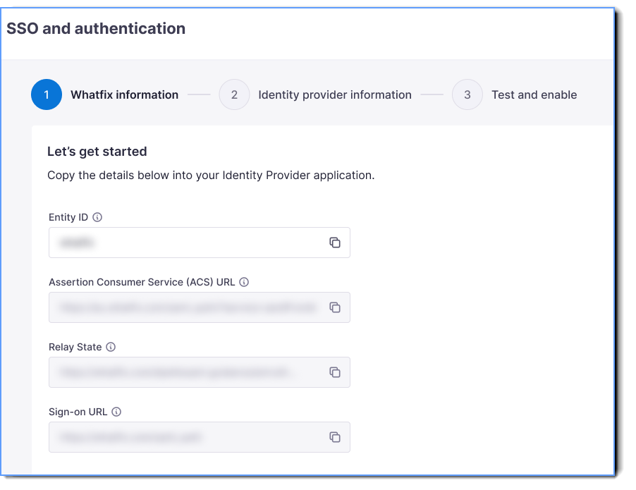 Copy all the Whatfix information to your idp site