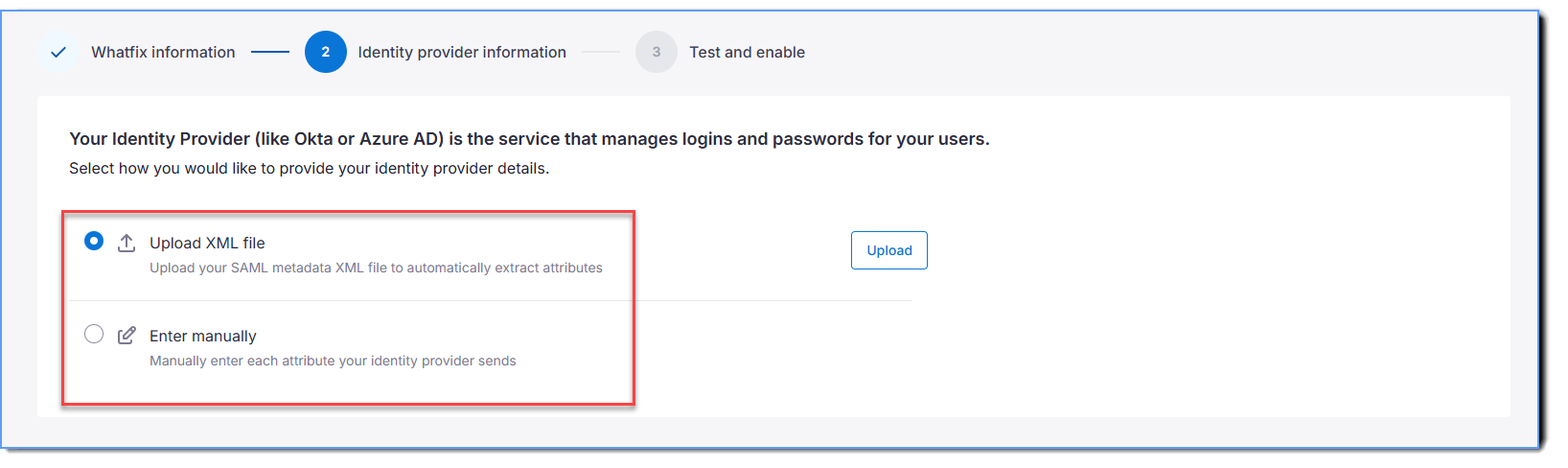 Add IDP information for SSO