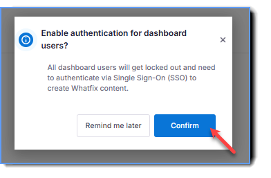 Click confirm for dashboard authentication