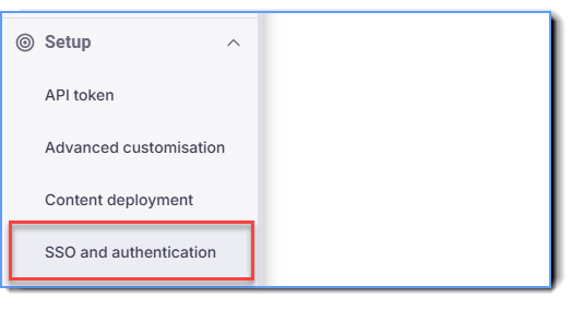 Click SSO and authentication on dashboard under settings
