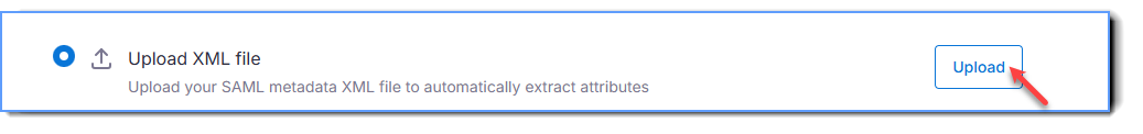 Upload XML metadata for SSO