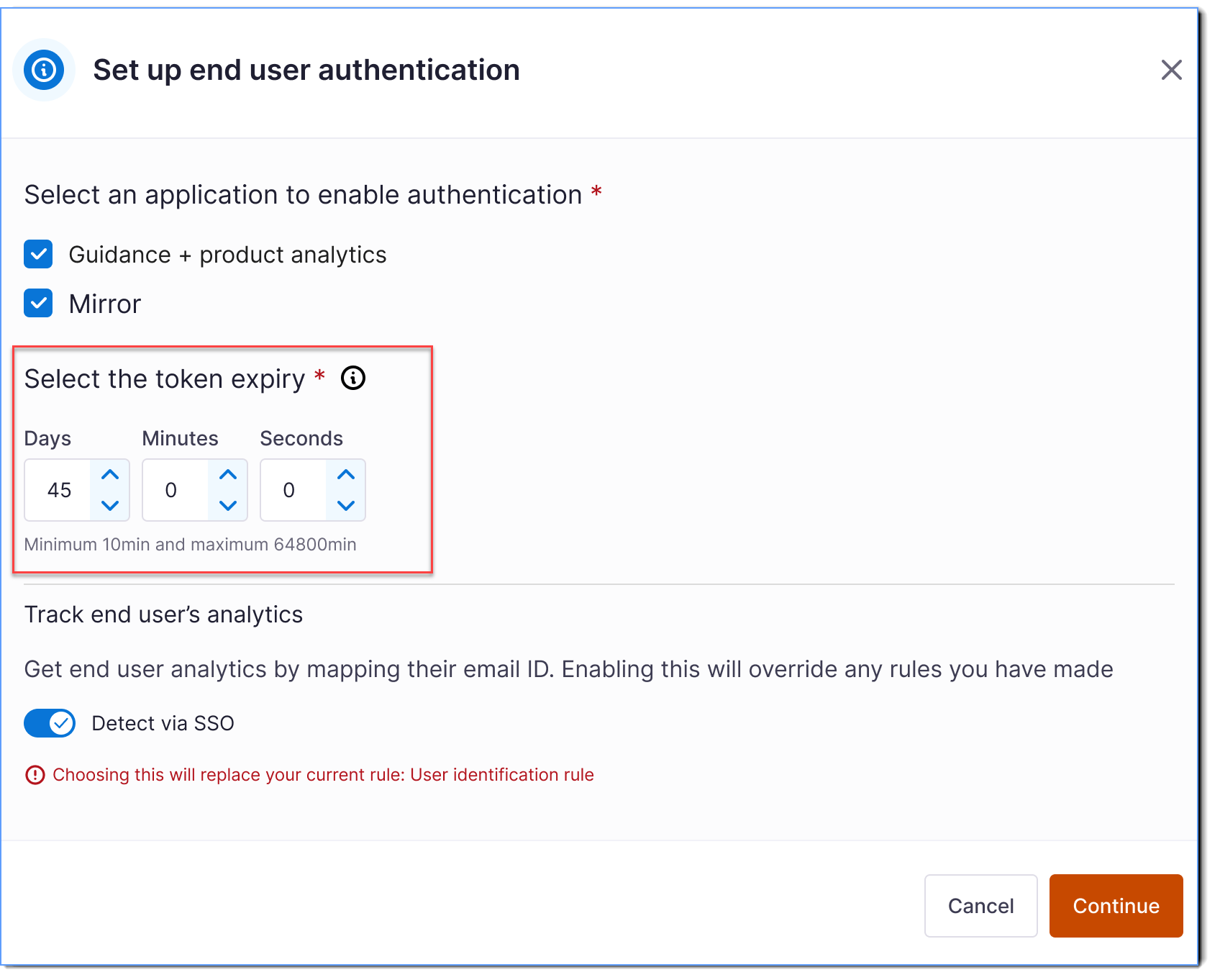 Set the duration of authentication