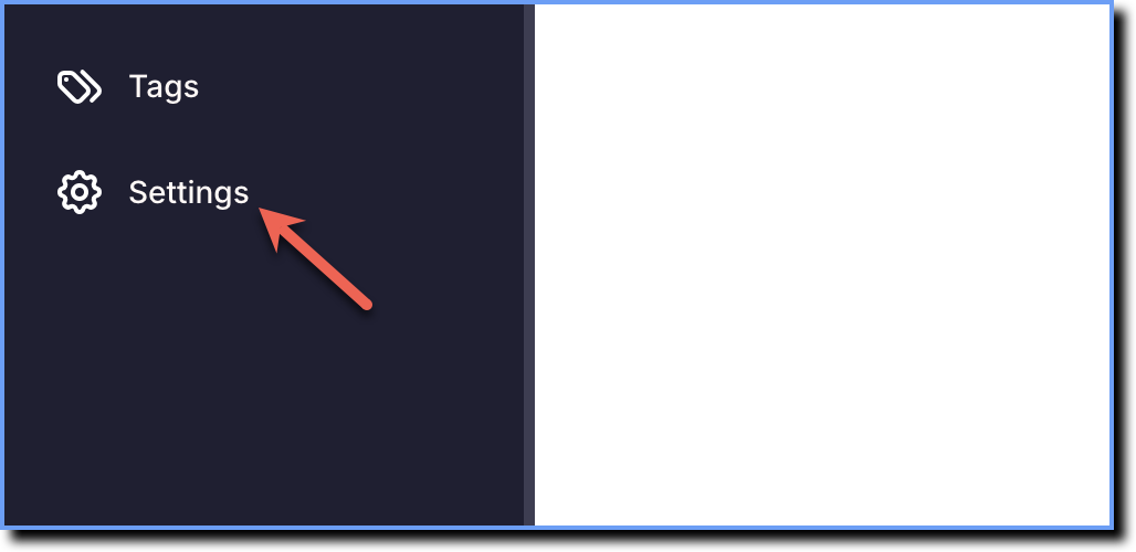 Click Settings on the dashboard