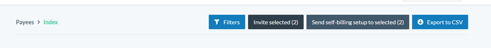 The Send self-billing to payees action