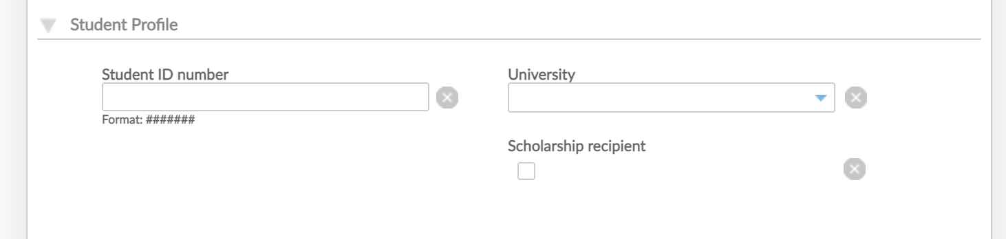 The Student ID Number custom field is included in the form by default