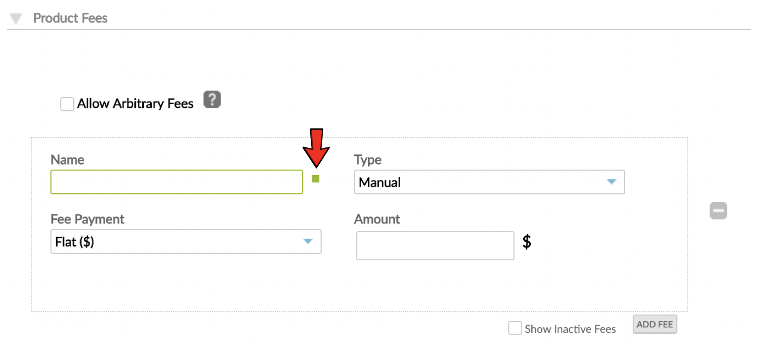 Product fees section with Activate/Deactivate dot.