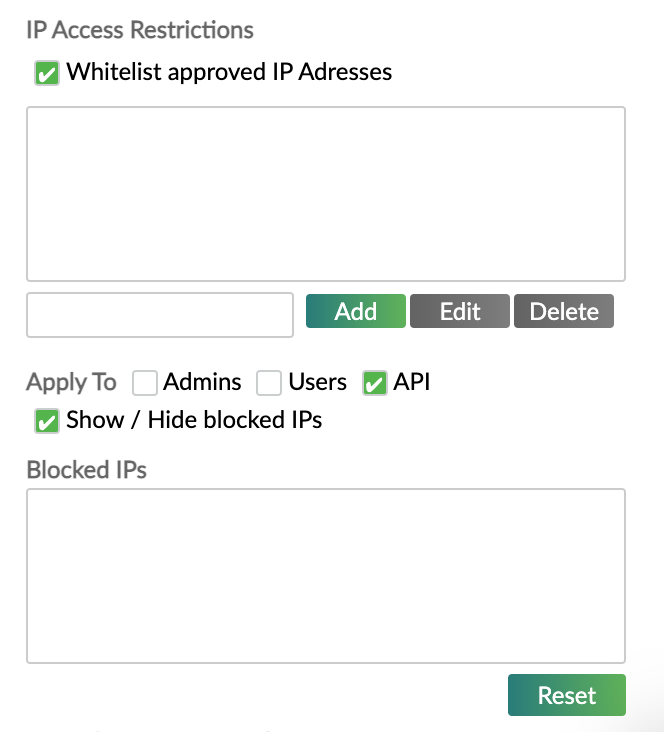 API Consumers enabled - show blocked IPs
