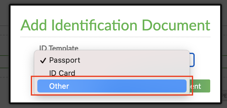 Other option in Add Identification Document template