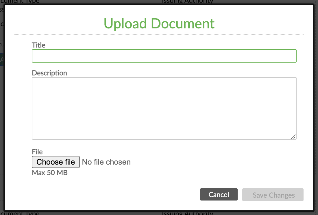 Uploading identification document. Maximum allowed size is 50 MB