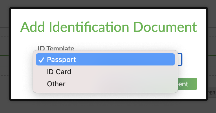 Add Identification Document dialog