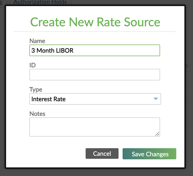 Create New Rate Source dialog