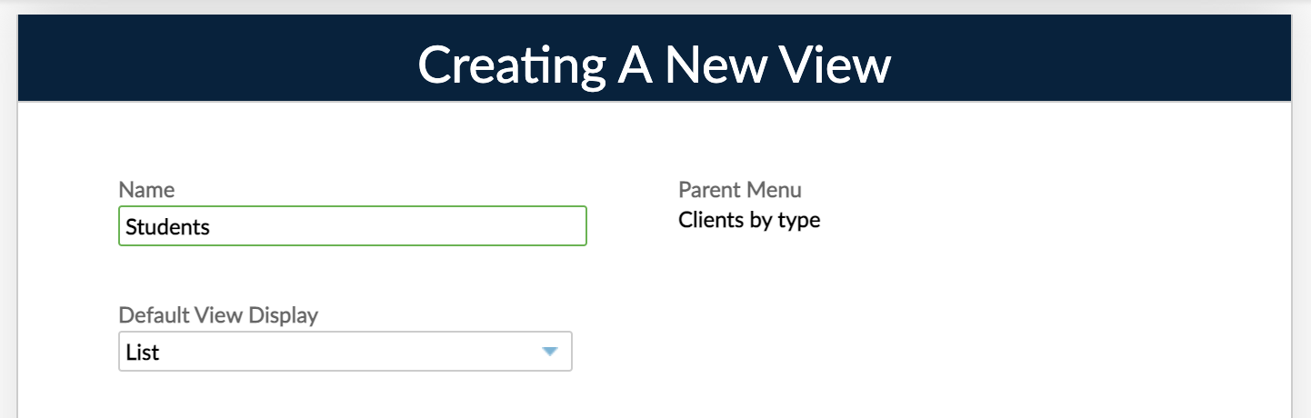 Create a New View intro section