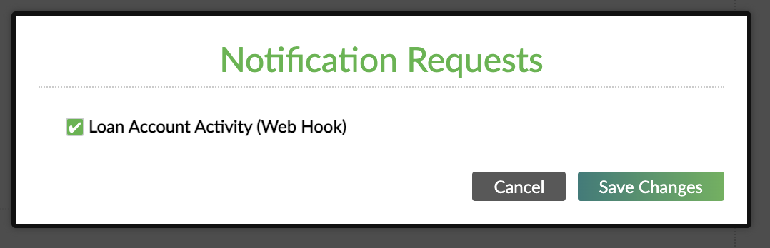 Example of notification requests dialog