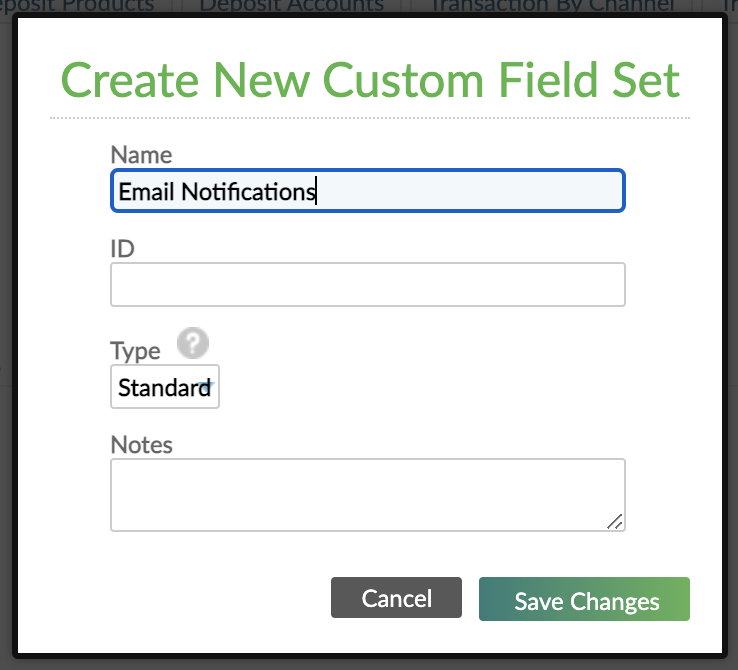 Create Email Notifications Custom Field Set