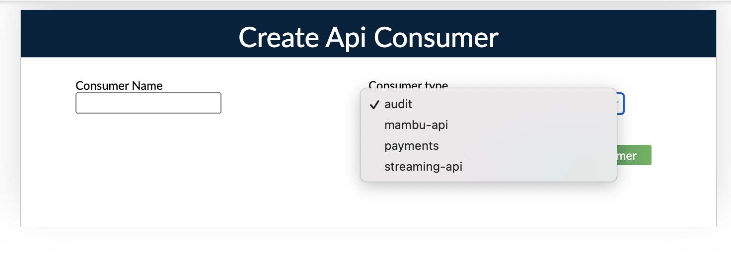 Create API consumer dialog for deprecated user types
