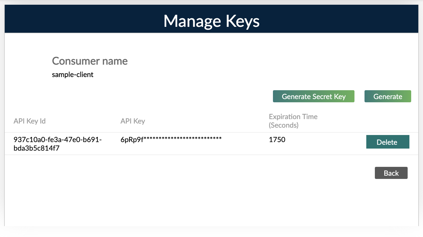 Manage Keys Dialog