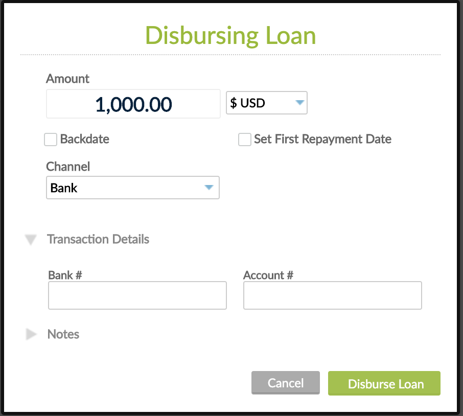 Disbursing a Loan using Bank Channel