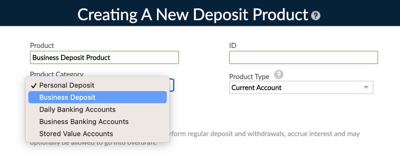 New Deposit Product w Category