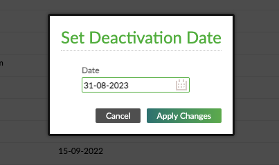 Set delivery access deactivation date