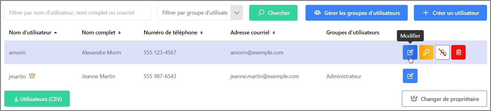 Gérer les utilisateurs