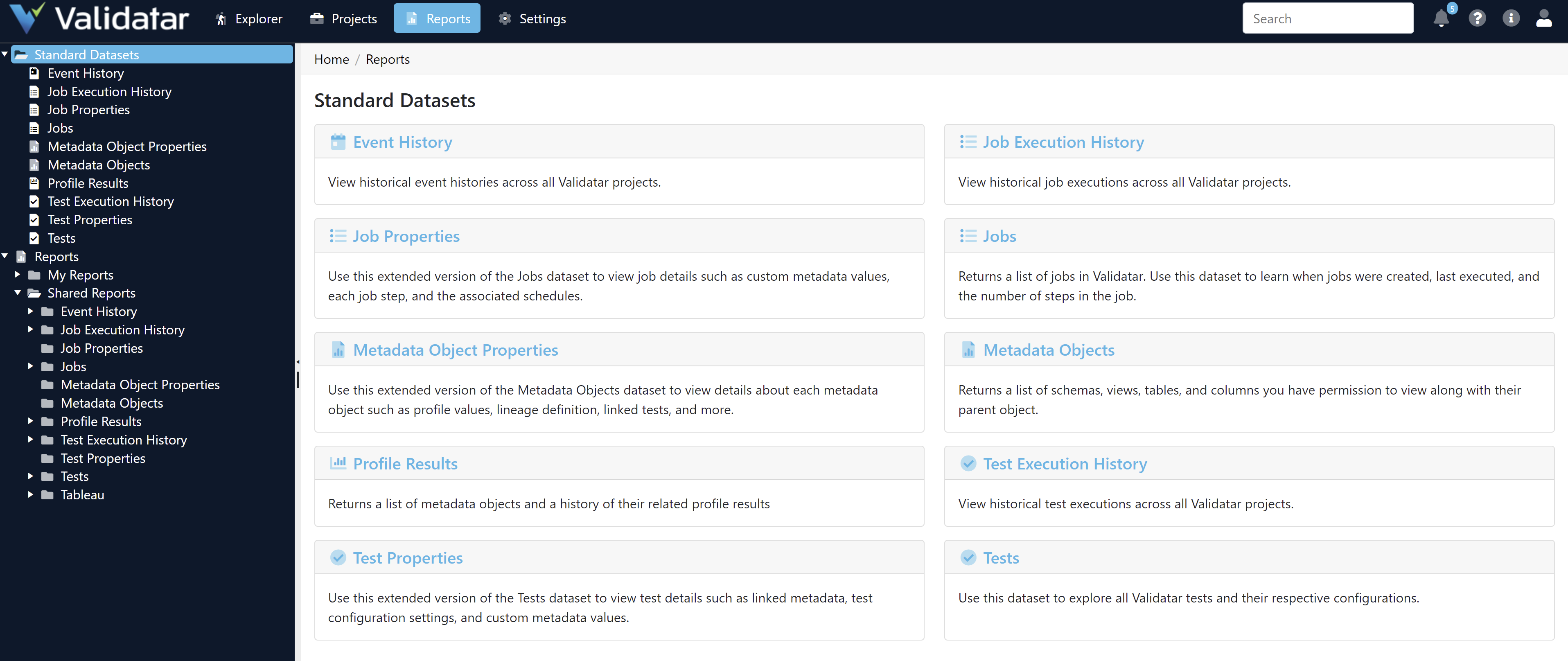Reports Home Page