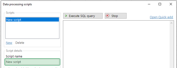 New Script name field for Data Processing
