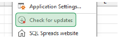 Manually check for updates in SQL Spreads