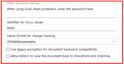 SQL Spreads 7.8.2 Other document settings