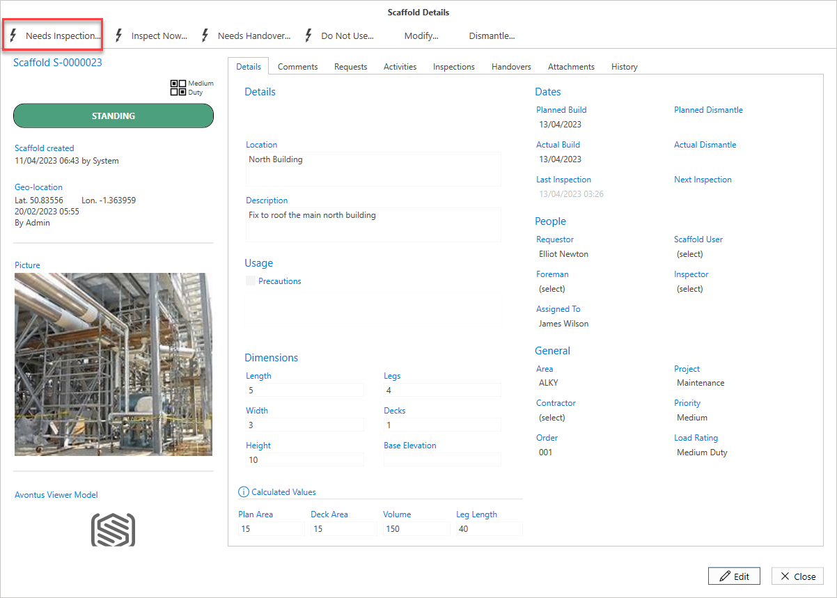 Arranging a Scaffold Inspection
