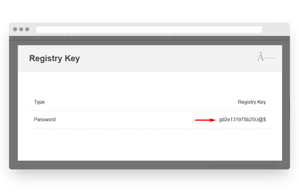 Screenshot of Freeparking Dashboard Registry Key Box