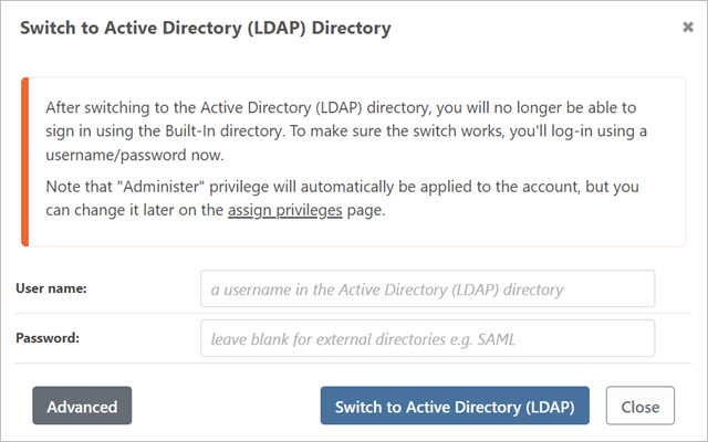 Sign in to Active Directory in ProGet