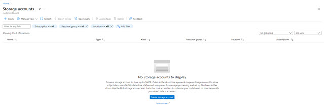 Create Azure Storage Account
