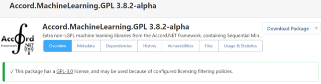 A ProGet Package with a GPL license that is approved for download.