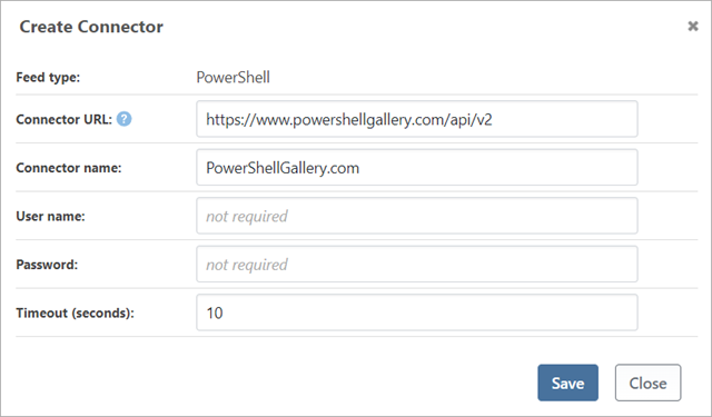 Create Connector to the PowerShell Gallery