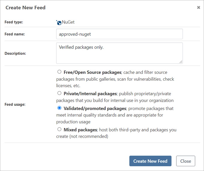 Create New Feed "approved-nuget"
