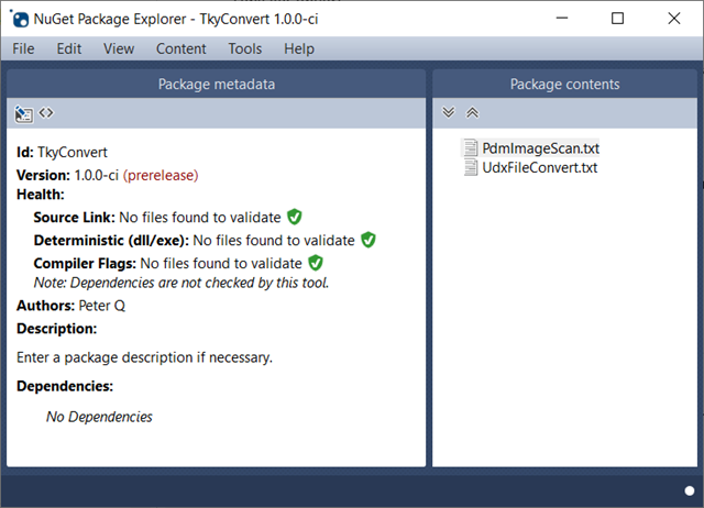 NuGet Package Explorer Create TkyConvert-ci