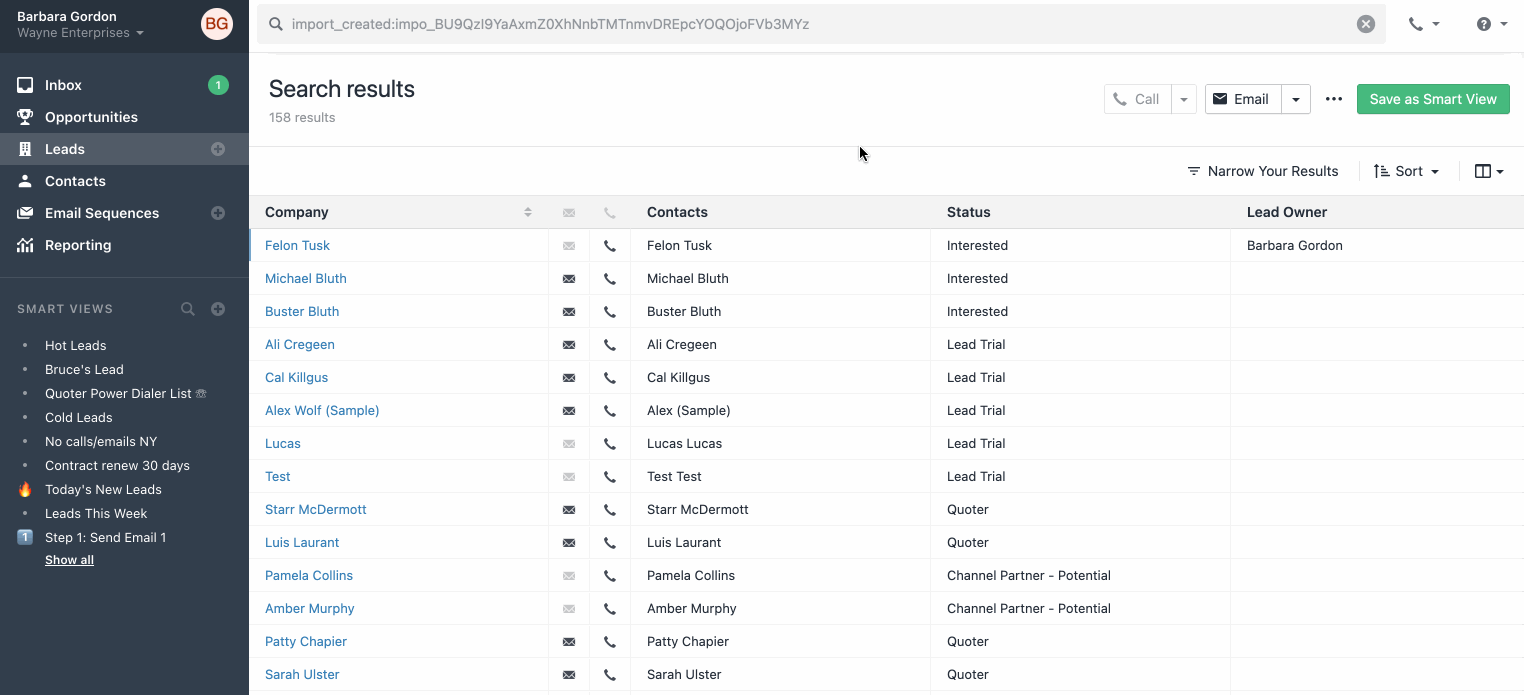 lead assignment sort order